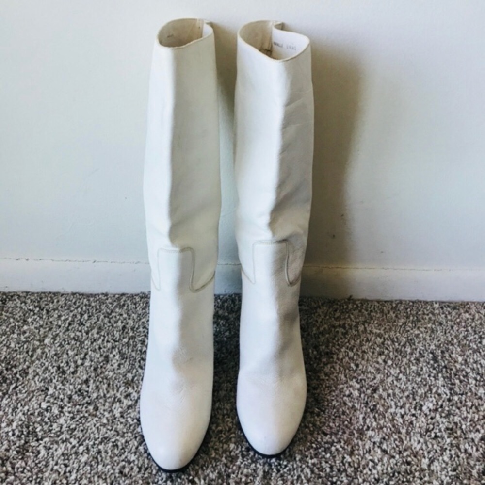 Bally White Leather Boots Size 7.5 - Picture 2 of 8